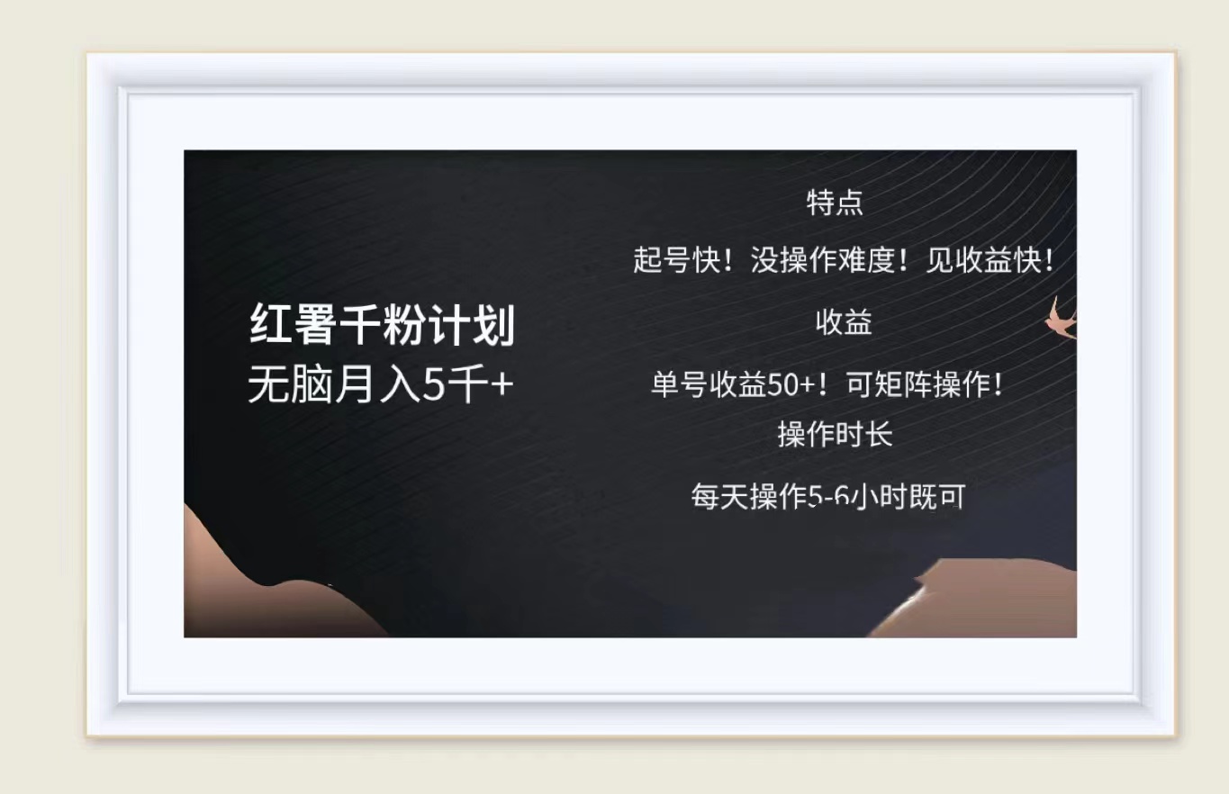 红薯千粉计划无脑月入5千➕！既做既赚！-聚英社副业网