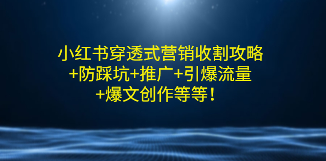 【副业项目3458期】小红书穿透式营销收割攻略+防踩坑+推广+引爆流量+爆文创作（小红书的营销方法策略）-聚英社副业网
