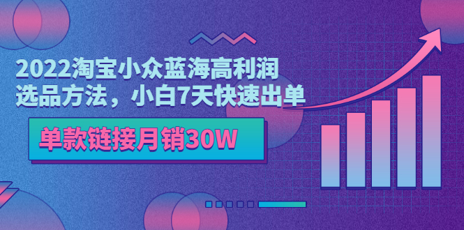 【副业项目3689期】2022淘宝小众蓝海高利润选品方法，小白7天快速出单，单款链接月销30W-聚英社副业网