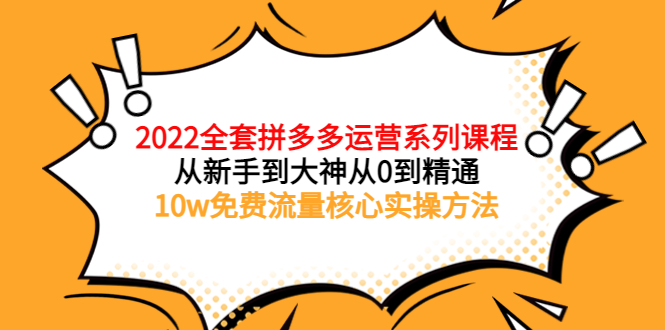 【副业项目4045期】2022全套拼多多运营课程：新手怎么做拼多多电商，10w免费流量核心实操方法-聚英社副业网