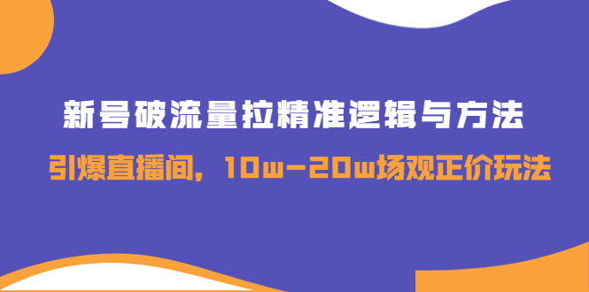 【副业项目4076期】新号破流量拉精准逻辑与方法，怎样引爆直播间，10w-20w场观正价玩法-聚英社副业网