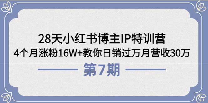 【副业项目4116期】28天小红书博主IP特训营《第6+7期》4个月涨粉16W+教你日销过万月营收30万-聚英社副业网