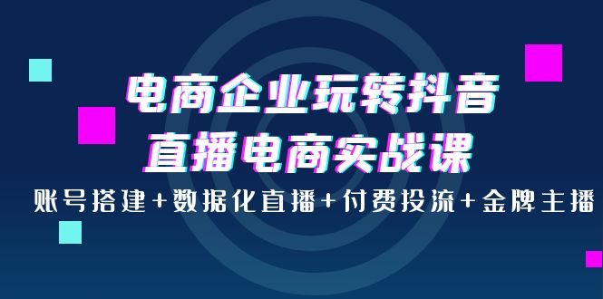 【副业项目4147期】电商企业玩转抖音直播电商实战课：账号搭建+数据化直播+付费投流+金牌主播-聚英社副业网
