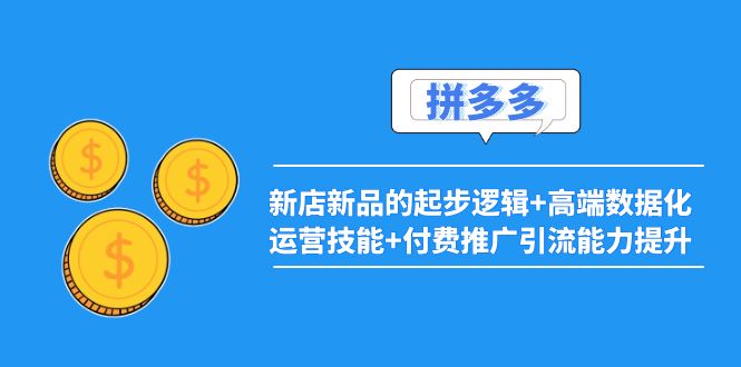 【副业项目4181期】2022拼多多：新店新品的起步逻辑+高端数据化运营技能+付费推广引流能力提升-聚英社副业网