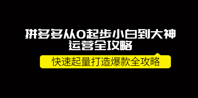 【副业项目4227期】拼多多从0起步小白到大神运营全攻略，快速起量打造10W+爆款全攻略-聚英社副业网