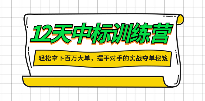 【副业项目4416期】12天中标训练营：轻松拿下百万大单，摆平对手的实战夺单秘笈-聚英社副业网