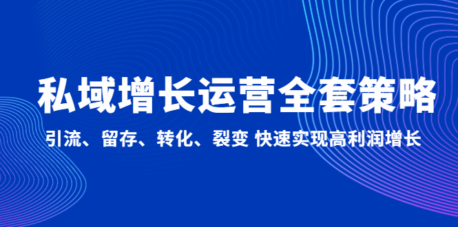 【副业项目5128期】私域增长运营全套策略：引流、留存、转化、裂变 快速实现高利润增长-聚英社副业网