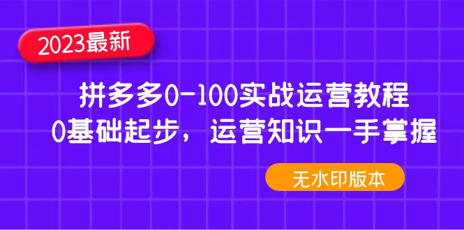 【副业项目5048期】2023拼多多0-100实战运营教程，0基础起步，运营知识一手掌握-聚英社副业网