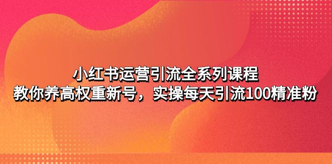 【副业项目5144期】小红书运营引流全系列课程：教你养高权重新号，实操每天引流100精准粉-聚英社副业网