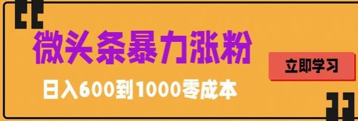 【副业项目5970期】微头条暴力涨粉技巧搬运文案就能涨几万粉丝，简单0成本，日赚600-聚英社副业网