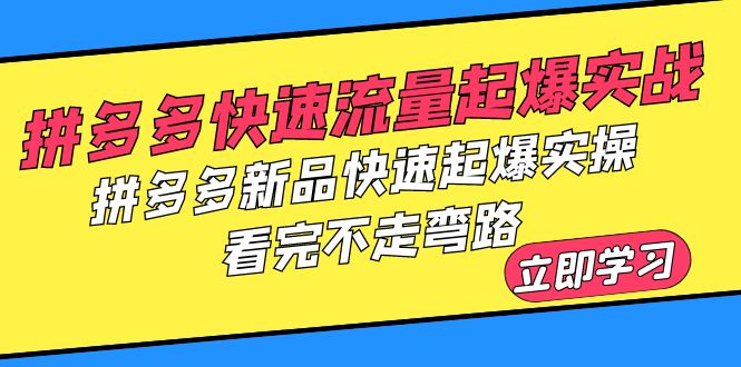 【副业项目6310期】拼多多-快速流量起爆实战，拼多多新品快速起爆实操，看完不走弯路-聚英社副业网