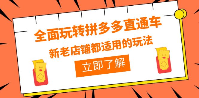 【副业项目6359期】全面玩转拼多多直通车，新老店铺都适用的玩法（12节精华课）-聚英社副业网