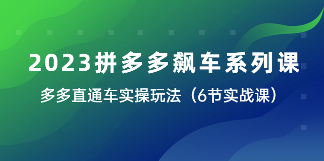 【副业项目6041期】2023拼多多飙车系列课，多多直通车实操玩法（6节实战课）-聚英社副业网