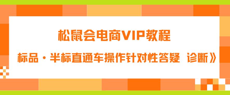 【副业项目6373期】松鼠会电商VIP教程：松鼠《付费推广标品·半标直通车操作针对性答疑&诊断》-聚英社副业网