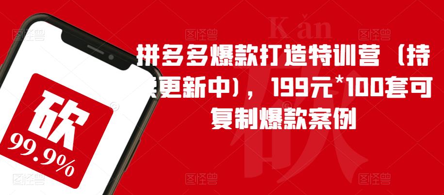 【副业项目6391期】拼多多爆款打造特训营（持续更新中)，199元*100套可复制爆款案例-聚英社副业网