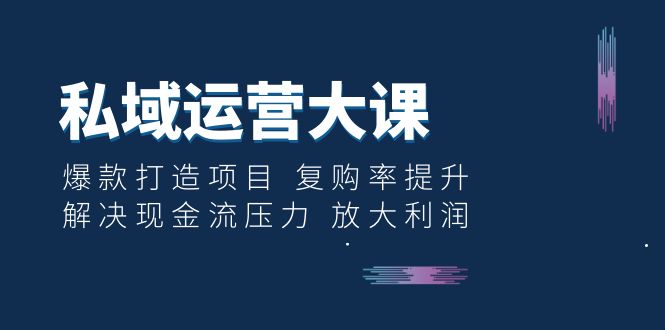 【副业项目6574期】私域运营大课：爆款打造项目 复购率提升 解决现金流压力 放大利润-聚英社副业网