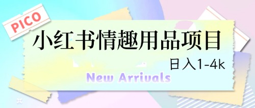 【副业项目6712期】最新小红书情趣用品项目，日入1-4k-聚英社副业网