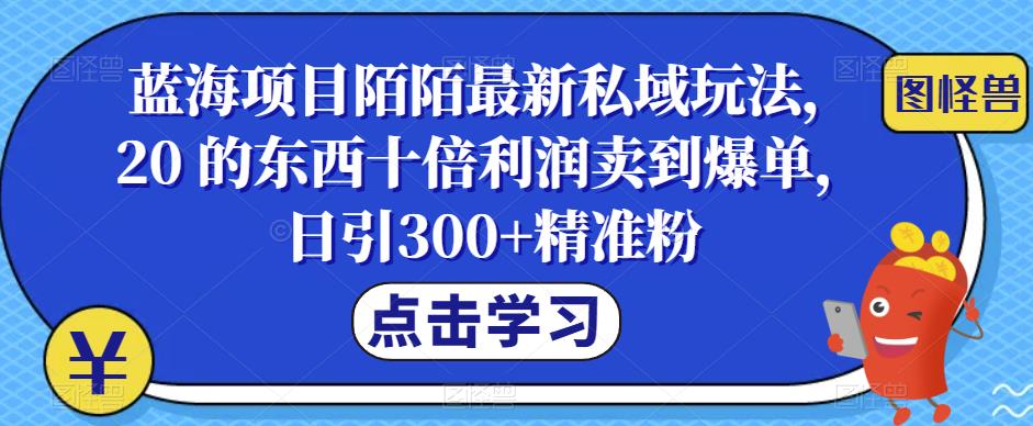 【副业项目6699期】蓝海项目陌陌最新私域玩法，20 的东西十倍利润卖到爆单，日引300+精准粉【揭秘】-聚英社副业网