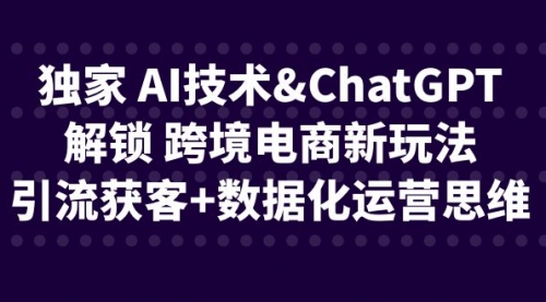 【副业项目6780期】独家 AI技术&ChatGPT解锁 跨境电商新玩法，引流获客+数据化运营思维-聚英社副业网