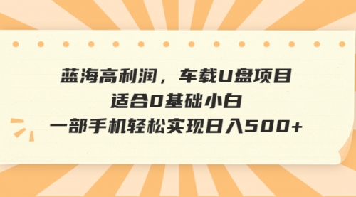 【副业项目6781期】蓝海高利润，车载U盘项目，适合0基础小白，一部手机轻松实现一天500+-聚英社副业网