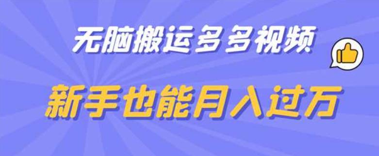 【副业项目6853期】无脑搬运多多视频，新手也能月入过万【揭秘】-聚英社副业网