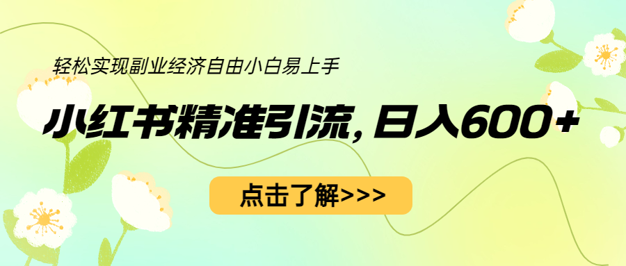 【副业项目6650期】小红书精准引流，小白日入600+，轻松实现副业经济自由（教程+1153G资源）-聚英社副业网
