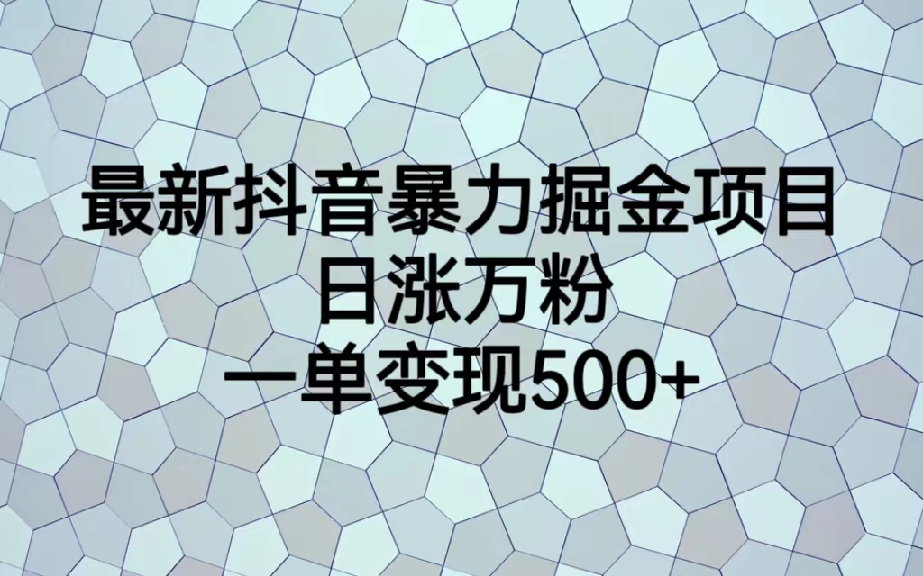 【副业项目6939期】最新抖音暴力掘金项目，日涨万粉，一单变现500+-聚英社副业网