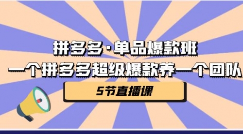 【副业项目第7171期】拼多多·单品爆款班，一个拼多多超级爆款养一个团队-聚英社副业网