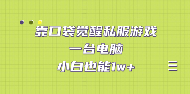 【副业项目7248期】靠口袋觉醒私服游戏，一台电脑，小白也能1w+（教程+工具+资料）-聚英社副业网