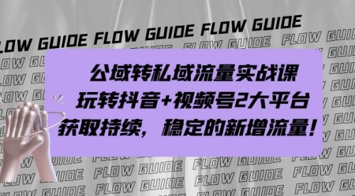 【副业项目7222期】公域转私域流量实战课，玩转抖音+视频号2大平台，获取持续，稳定的新增流量-聚英社副业网
