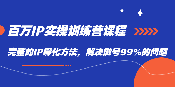 【副业项目7564期】百万IP实战训练营课程，完整的IP孵化方法，解决做号99%的问题-聚英社副业网