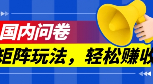 【副业项目7605期】保姆级教程，国内问卷矩阵玩法，轻松赚收益-聚英社副业网