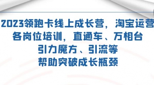 【副业项目7677期】2023领跑·卡 线上成长营 淘宝运营各岗位培训 直通车 万相台 引力魔方 引流-聚英社副业网