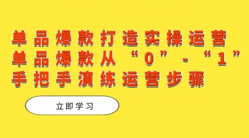 【副业项目7711期】单品爆款打造实操运营，单品爆款从“0”-“1”手把手演练运营步骤-聚英社副业网