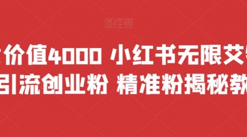 【副业项目7956期】价值4000 小红书无限艾特暴力引流创业粉 精准粉揭秘教程-聚英社副业网