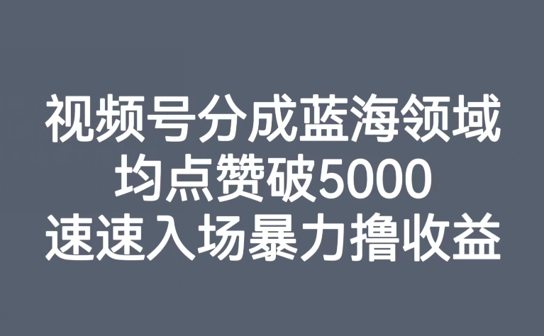 【副业项目8023期】视频号分成蓝海领域，均点赞破5000，速速入场暴力撸收益-聚英社副业网
