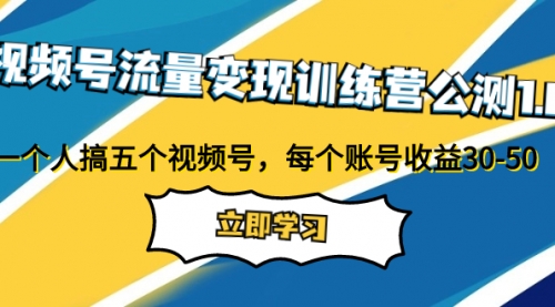 【副业项目8026期】视频号流量变现训练营公测1.0：一个人搞五个视频号，每个账号收益30-50-聚英社副业网