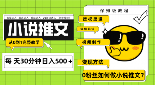 【副业项目8160期】Ai小说推文每天20分钟日入500＋授权渠道-聚英社副业网