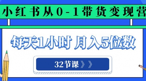 【副业项目8315期】小红书 0-1带货变现营，每天1小时，轻松月入5位数（32节课）-聚英社副业网