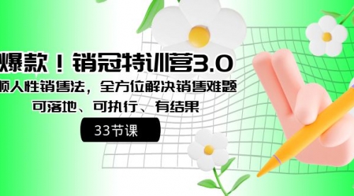【副业8705期】销冠特训营3.0之顺人性销售法，全方位解决销售难题、可落地-聚英社副业网
