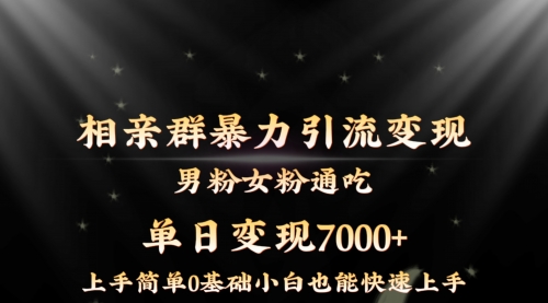 【副业8845期】相亲群暴力引流男粉女粉通吃变现玩法，单日变现7000+保姆教学1.0-聚英社副业网