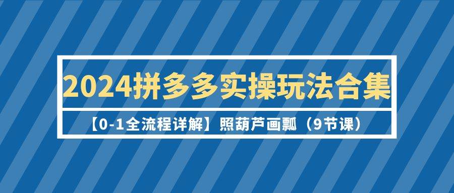2024拼多多实操玩法合集【0-1全流程详解】照葫芦画瓢（9节课）-聚英社副业网