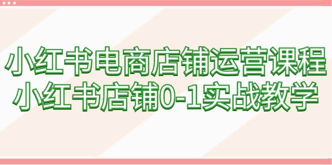 小红书电商店铺运营课程，小红书店铺0-1实战教学（60节课）-聚英社副业网