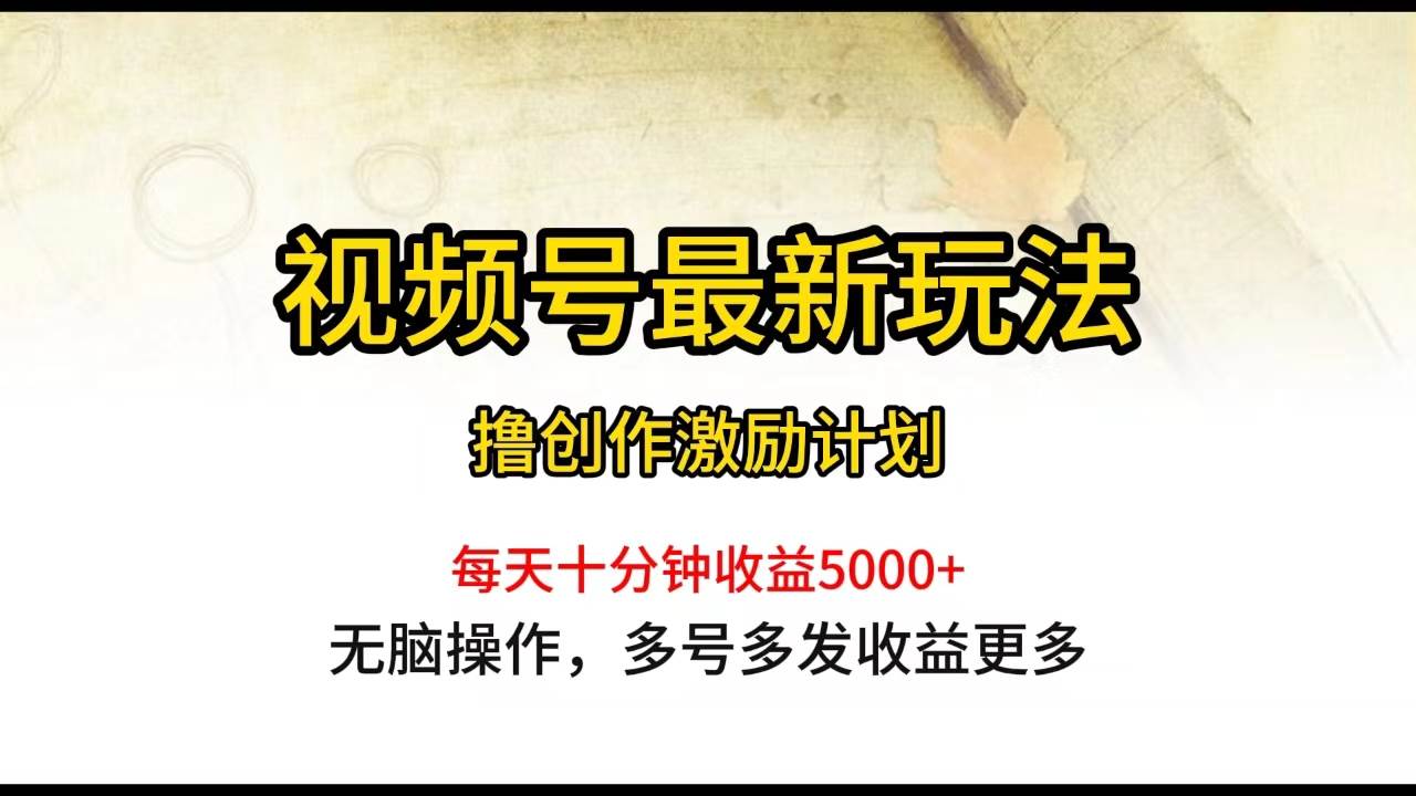 视频号最新玩法，每日一小时月入5000+-聚英社副业网