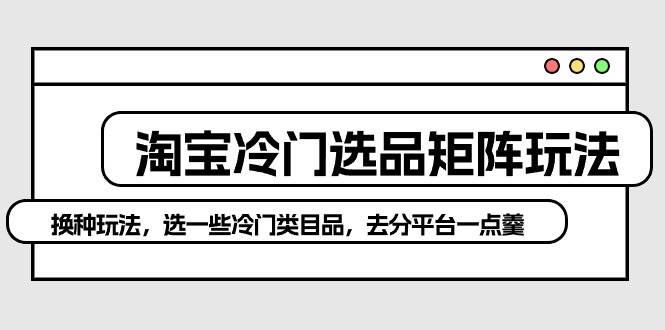 淘宝冷门选品矩阵玩法：换种玩法，选一些冷门类目品，去分平台一点羹-聚英社副业网