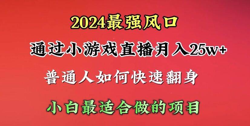 2024年最强风口，通过小游戏直播月入25w+单日收益5000+小白最适合做的项目-聚英社副业网