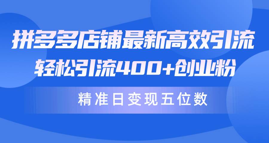 拼多多店铺最新高效引流术，轻松引流400+创业粉，精准日变现五位数！-聚英社副业网