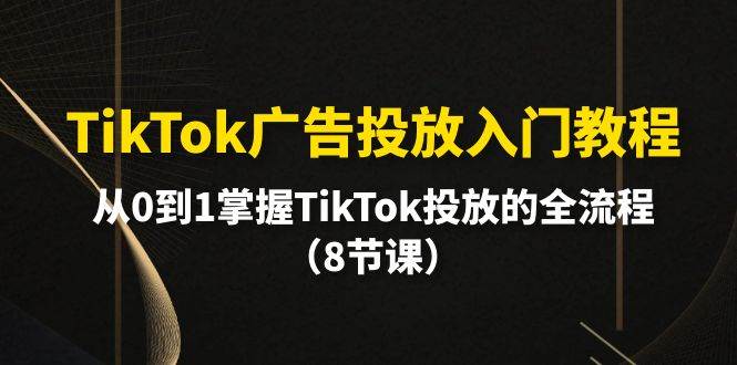 TikTok广告投放入门教程，从0到1掌握TikTok投放的全流程（8节课）-聚英社副业网