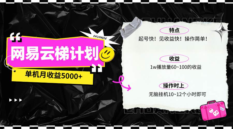 最新网易云梯计划网页版，单机月收益5000+！可放大操作-聚英社副业网