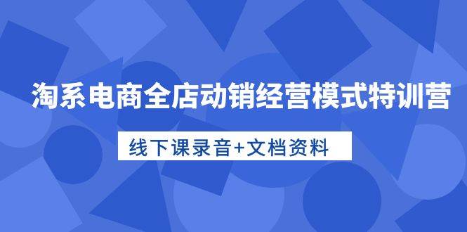 淘系电商全店动销经营模式特训营，线下课录音+文档资料-聚英社副业网